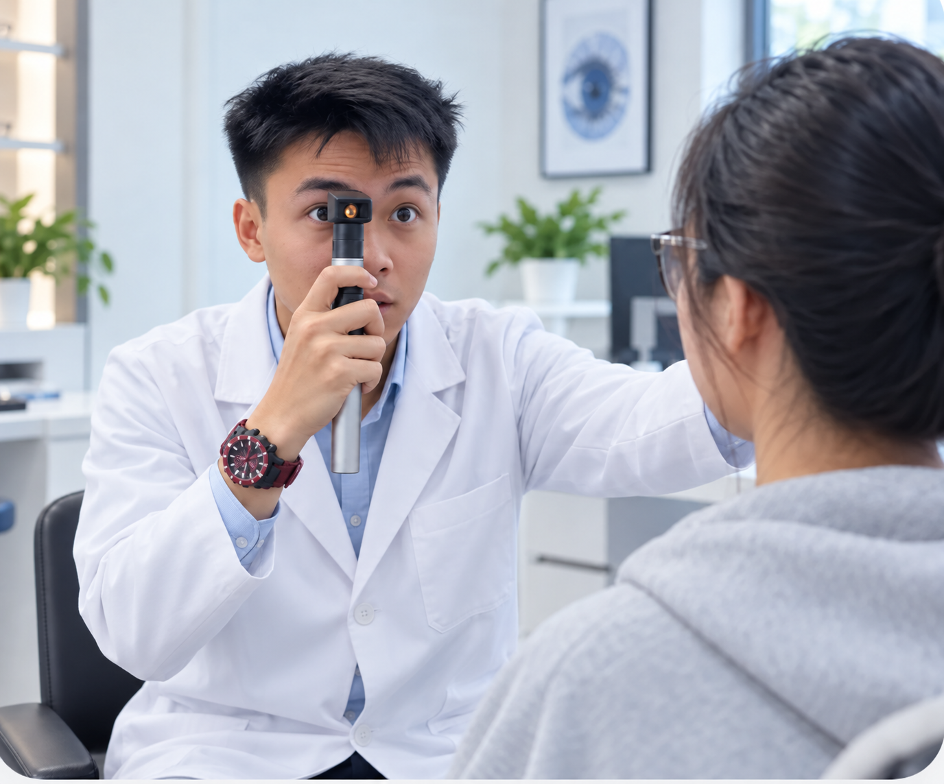 Chuyên gia Định Đo Mắt đang kiểm tra thị lực cho khách hàng